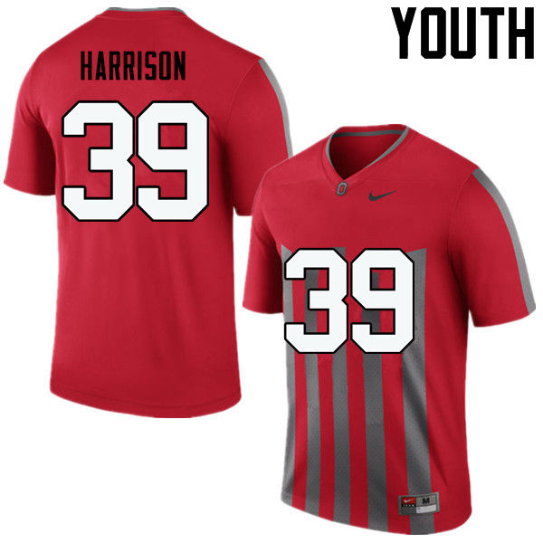 Ohio State Buckeyes Malik Harrison Youth #39 Throwback Game Stitched College Football Jersey